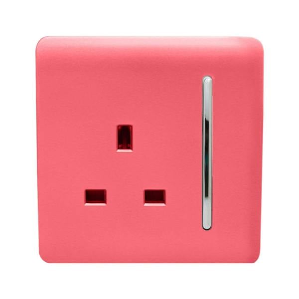 Trendi Switch 1 Gang 13 Amp Switched Plug Socket in Strawberry Red