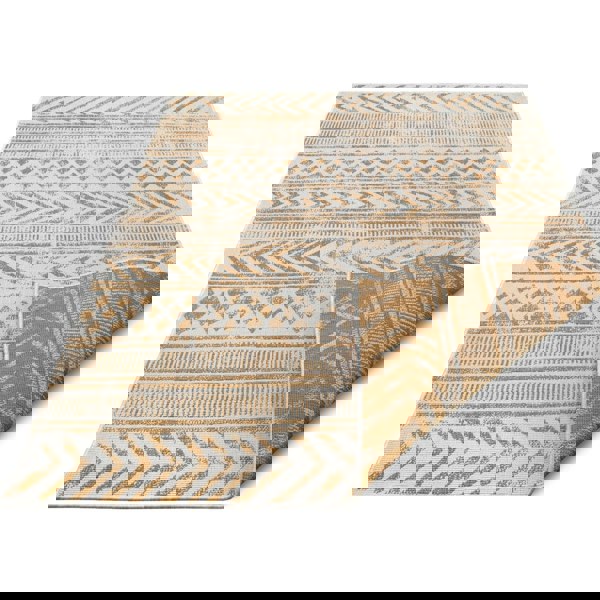 Indoor-Outdoor Reversible Geometric Yellow Rug