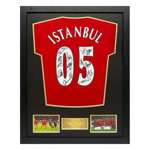 Unbranded Framed Liverpool 2005 Champions League Final Retro Shirt Signed by 15