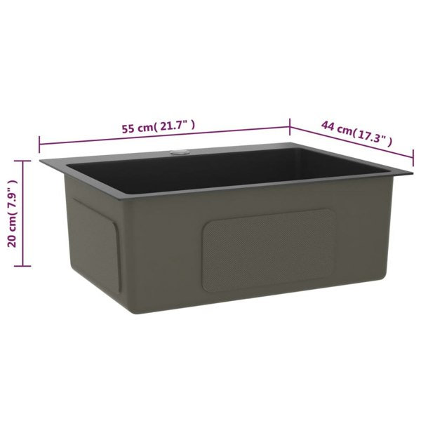 Berkfield Handmade Kitchen Sink Black Stainless Steel