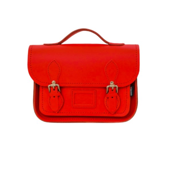 Zatchels Leather Midi Satchel - Pillar Box Red