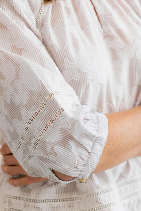 Lily & Me Zoe Cotton Jacquard Blouse Mocha