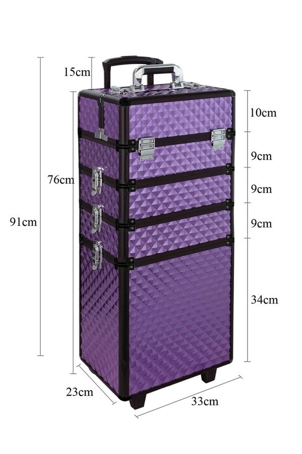 Living and Home 4 in 1 Professional Cosmetic Makeup Train Case Makeup Trolley Luggage