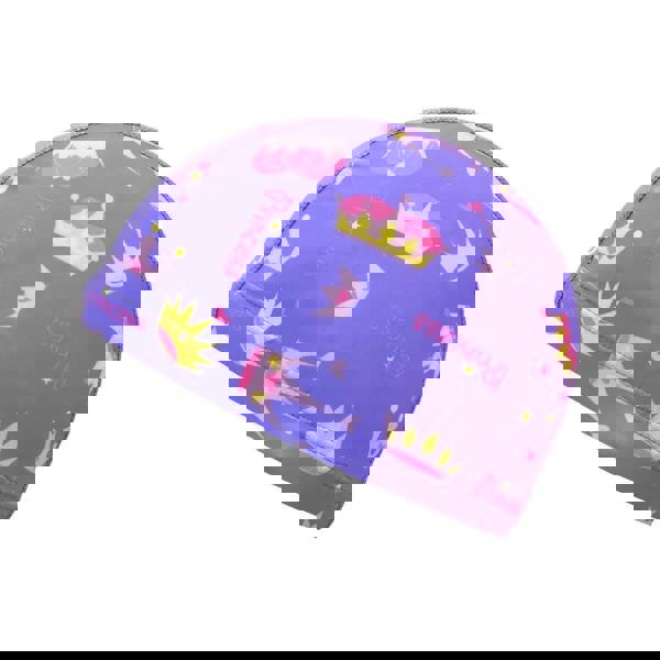 Purple Simply Swim junior fun patterns Lycra swim cap with crown print