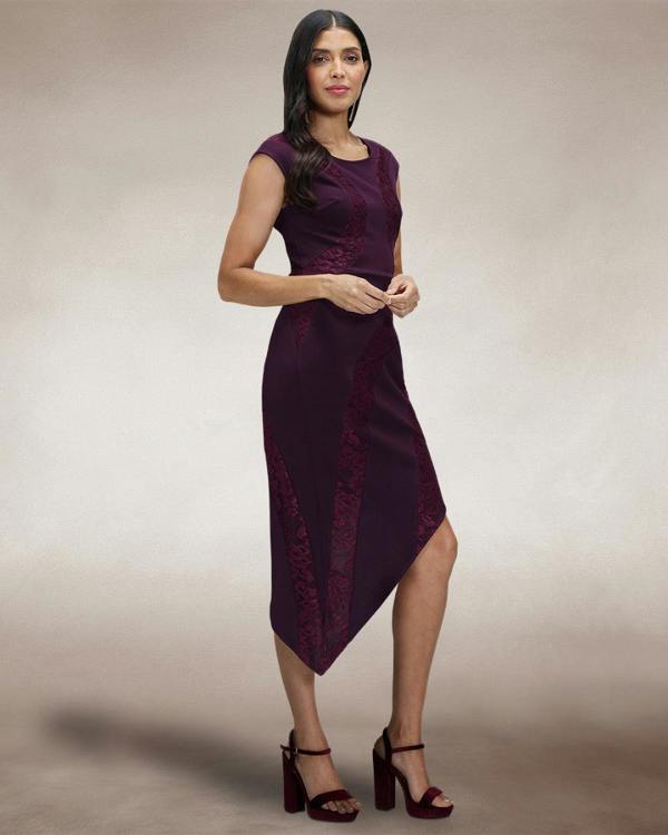 HotSquash Bodycon Dress with Lace Panelling