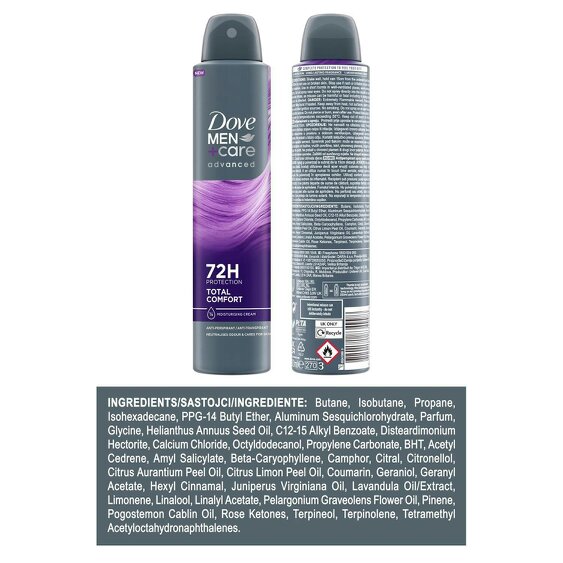 Dove Men+Care Antiperspirant Deodorant Total Comfort, 72H Protection 200ml 6Pack