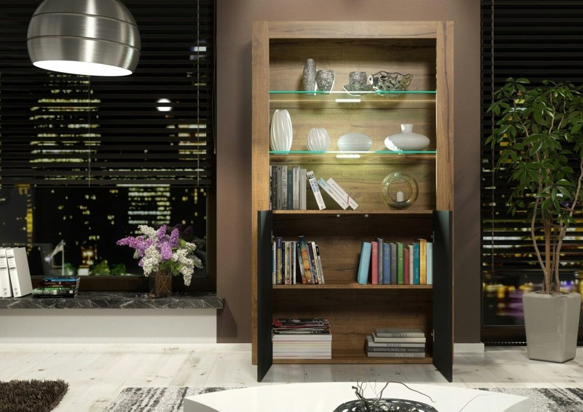 Mex Furniture Premium 170cm Cabinet Sideboard Matt Doors Cupboard & Display Unit & Free LED Lights