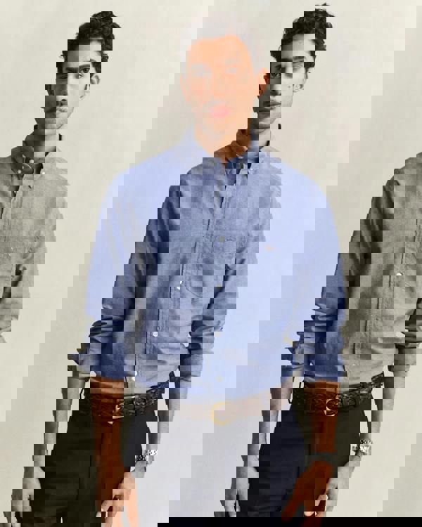 GANT Mens Regular Fit Long Sleeve Poplin Shirt - 436 College Blue