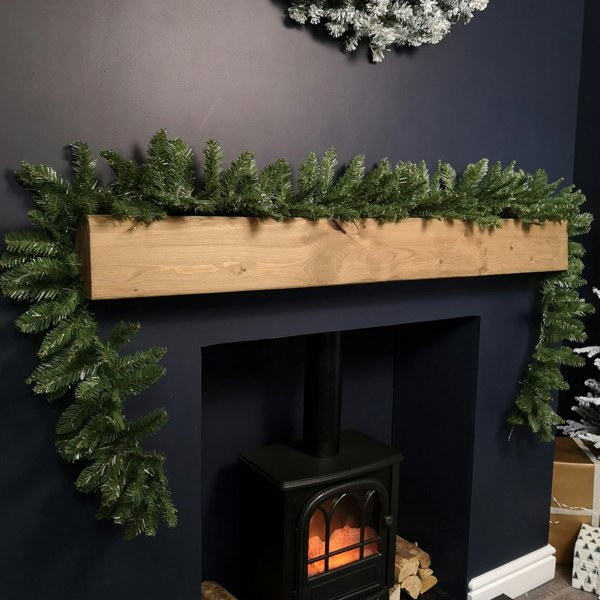 Samuel Alexander 2.7m x 25cm Plain Green Christmas Garland with 200 Bullet Tips