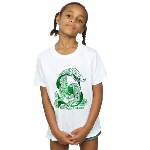 Harry Potter Girls Slytherin Snake Cotton T-Shirt - White