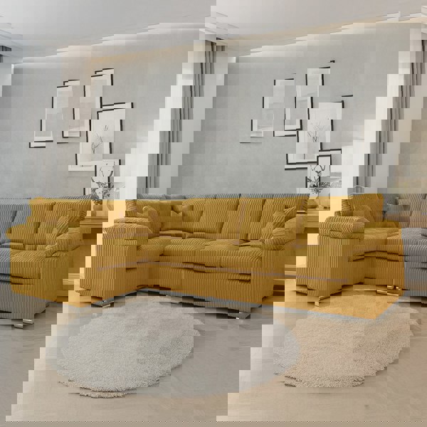 Furnishings For Less Delta Full Jumbo Cord 5 Seater L Shaped Corner Sofa