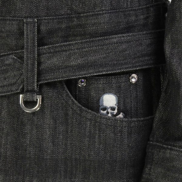 Mastermind Japan Serenade black denim skull detailed dress belted