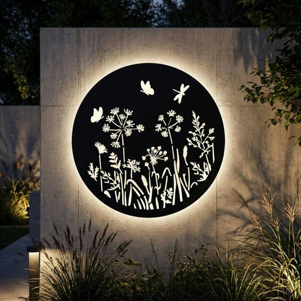 Garden Greatness Solar Light Butterfly Dandelion Wall Art Decor