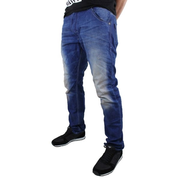 Diesel Krooley Distressed & Faded Men's Denim Jeans - Blue (32L / W30)