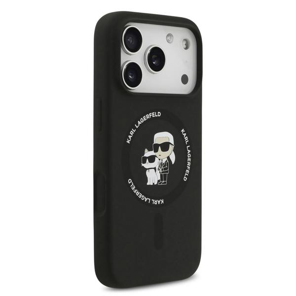 Karl Lagerfeld Liquid Silicone Karl and Choupette with MagSafe Case for iPhone 17 Pro 6.3" Black - KLHMP17LSCMKCRHK