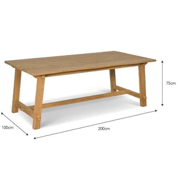 Product diagram showing dimensions: 200cm length, 100cm width, 75cm height.