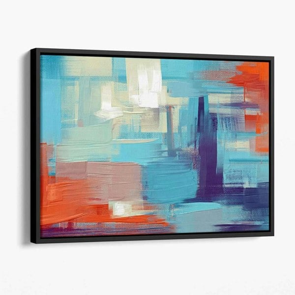 Artze Wall Art Abstract Sunset In Blue Purple and Orange Canvas Print