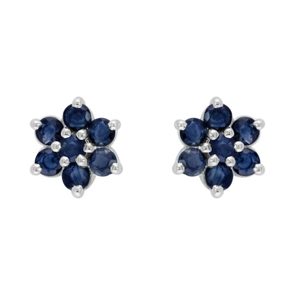 Floral Sapphire Cluster Stud Earrings & Pendant Set Image 2