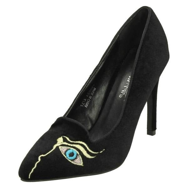 Anne Michelle Ladies Anne Michelle Eye Print Vamp Court Shoes