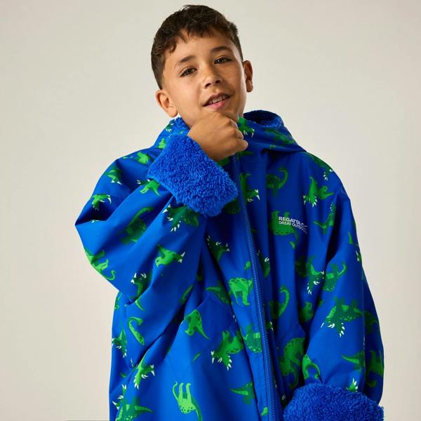 Regatta Childrens/Kids Dinosaur All-Over Print Changing Robe - Olympian Blue - 