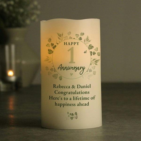 Personalised Memento Company Personalised Botanical Anniversary LED Candle