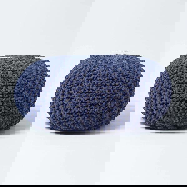 HOMESCAPES Large Round Cotton Knitted Pouffe Footstool