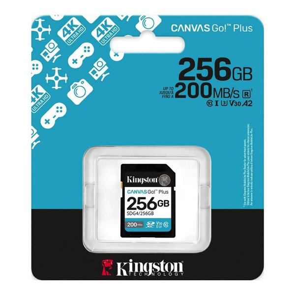 Kingston Canvas Go! Plus SDXC Card 200R C10 UHS-I U3 V30 256GB