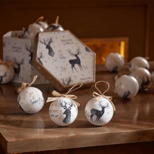 Samuel Alexander Set of 14 Traditional Vintage Christmas Stags Tree Baubles