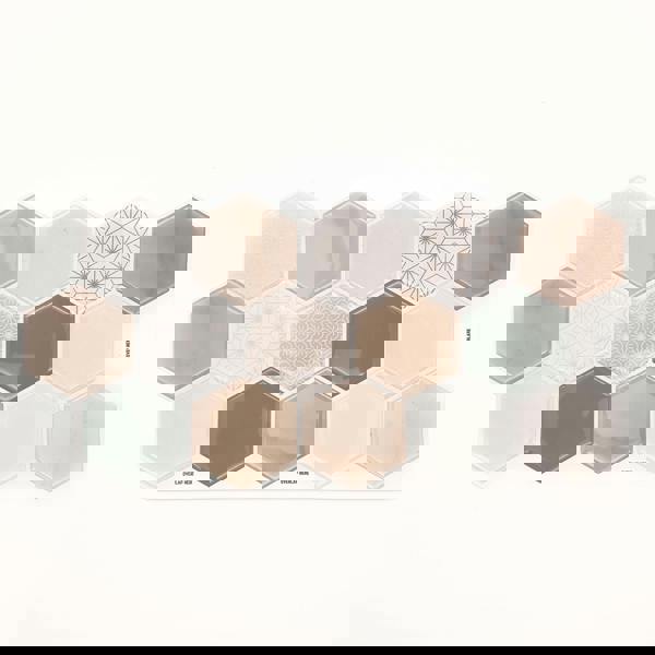 Honey  Hexa Brown Glossy 3D Tile Stickers 30.5 x 15.4cm  (12 x 6 in) - 12 pcs in a pack