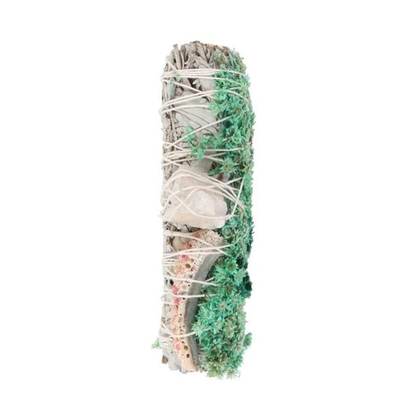 Serano 6in Ritual Wand Smudge Stick with White Sage, Abalone and Quartz