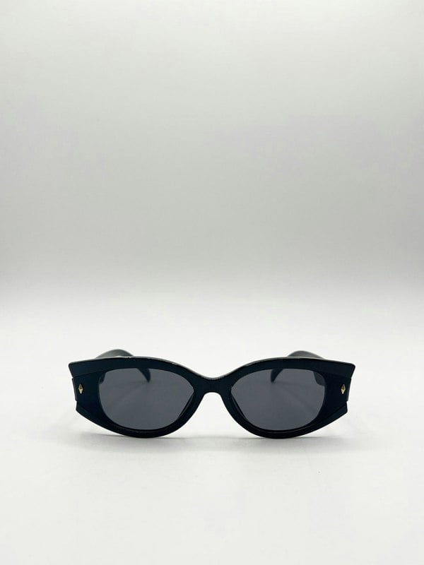 SVNX Oval Rectangular Vintage Sunglasses in Black