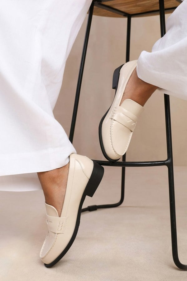 Where's That From Houston Wide Fit Slip on Loafer in Cream Patent