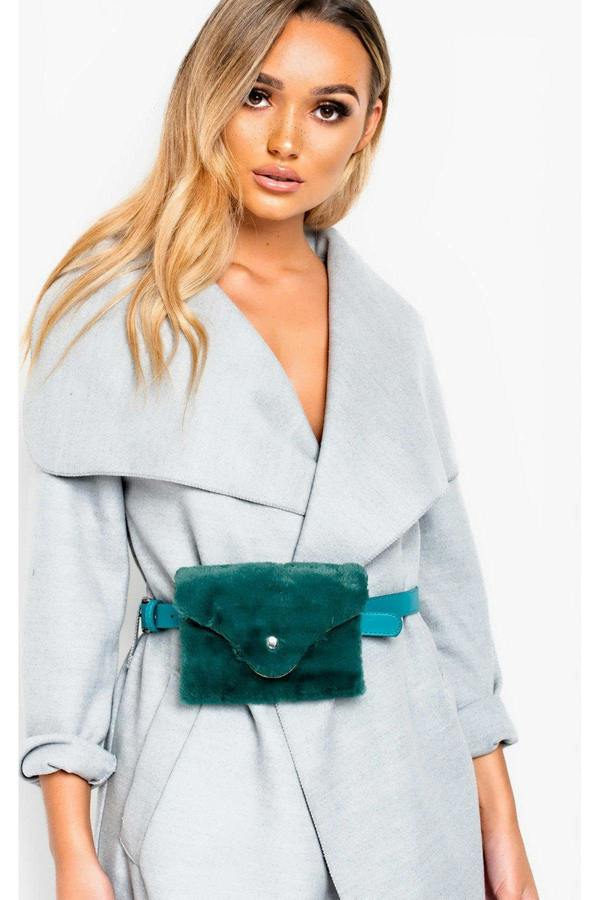 Evie Faux Fur Belt Purse - Jade
