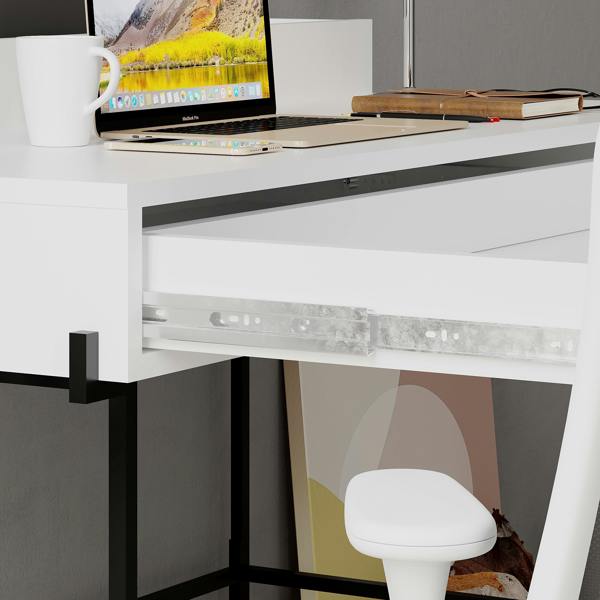 Decortie Leila Modern Desk White Anthracite Grey Multipurpose Study Modern Desk Width 110cm