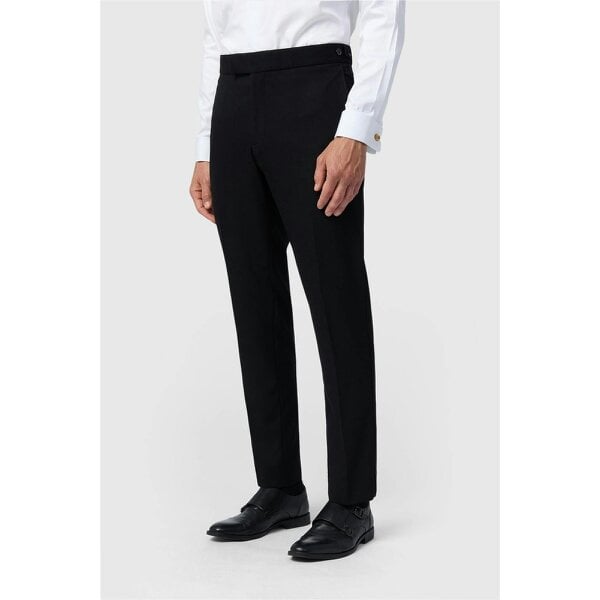 Antique Rogue Slim Fit Black Dresswear Trousers with Satin Piping