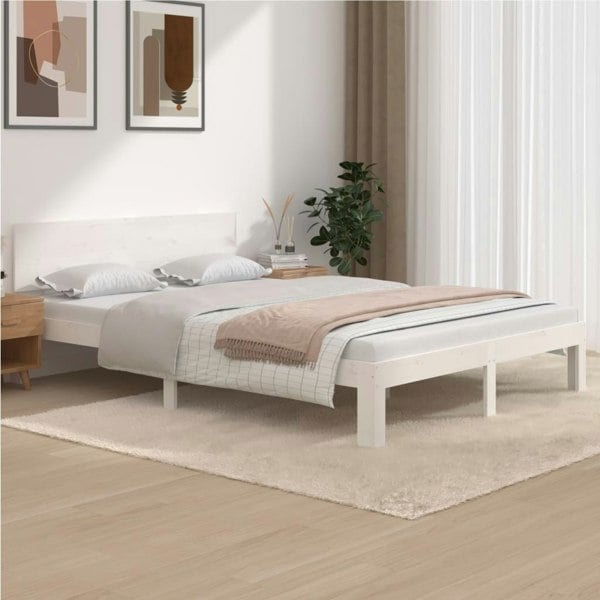 Berkfield Bed Frame White Solid Wood Pine 140x200 cm