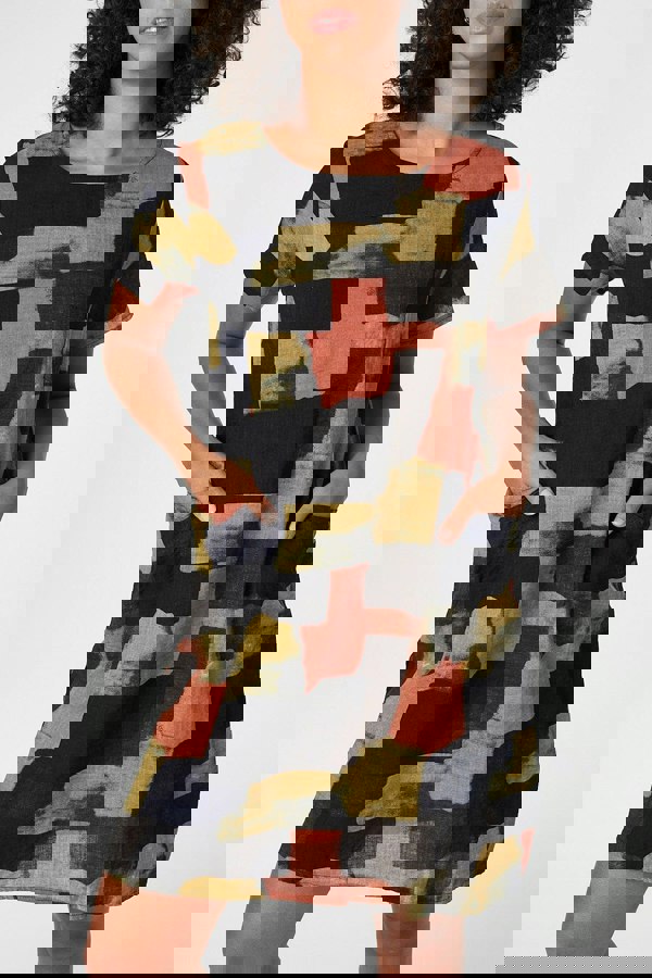 Navy | Abstract Print Relaxed Shift Dress