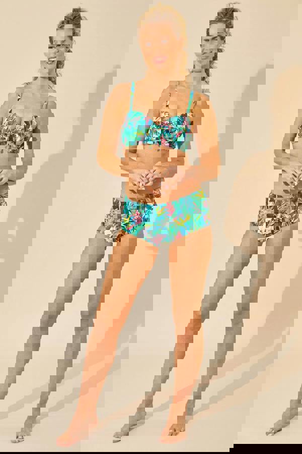 Bright Floral Underwired Frill Bikini Top Front