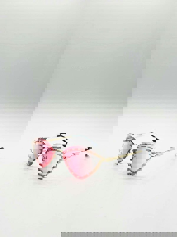 SVNX Diamante Cat-Eye Sunglasses in Pink