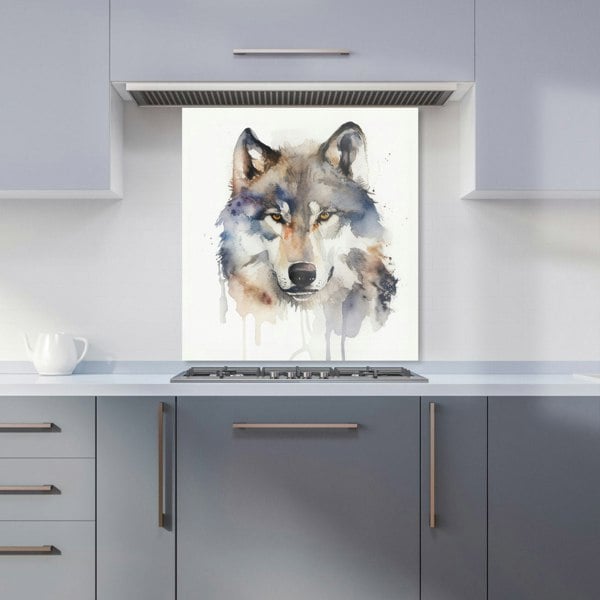 Warren Reed - Designer Wolf Watercolour Kitchen Splashback