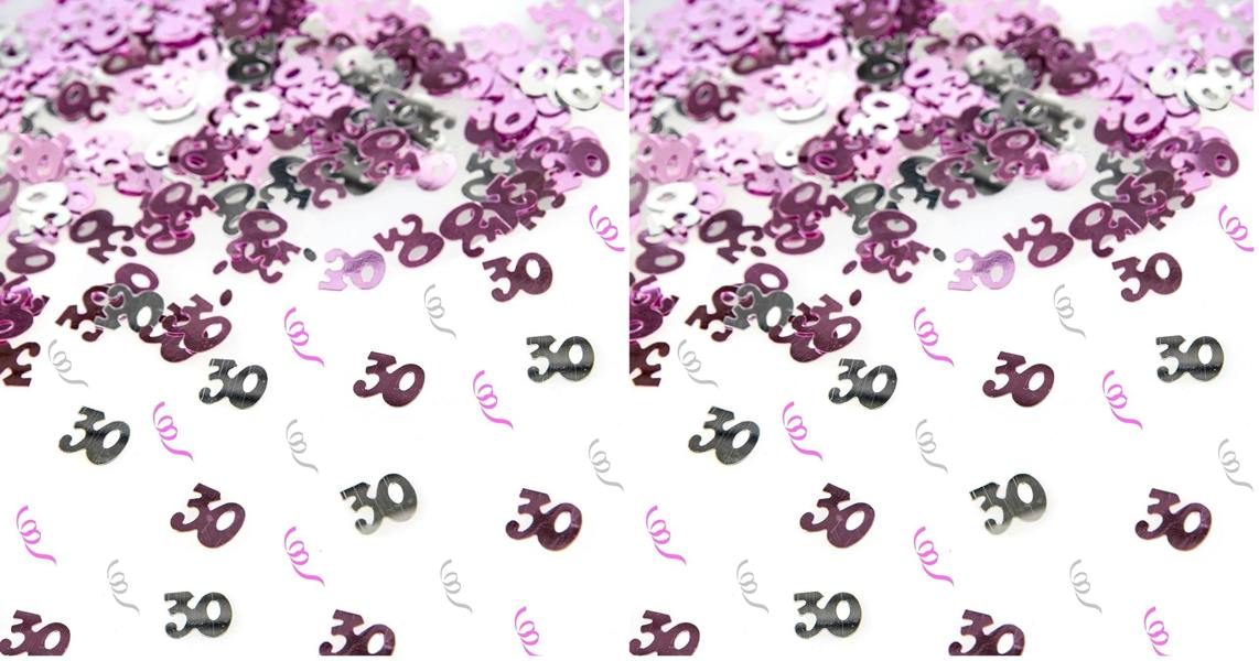 30th Birthday Pink and Silver Foil Confetti Decoration Pack for Party Tables image 2