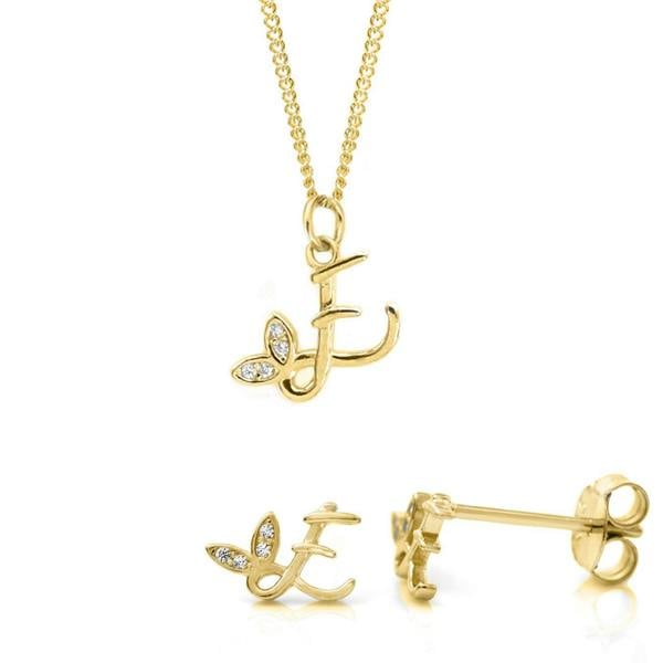 Say It With Dainty Winged Initial Bundle - Yellow Gold
