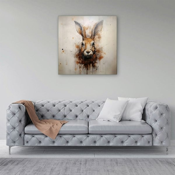 Warren Reed Watercolour Hare Face Canvas