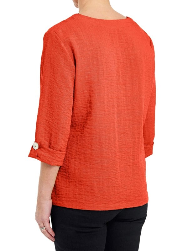 PennyPlain Asymmetric Hem Top - Coral