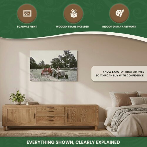 Ferguson FE35 Tractor Canvas Print – Countryside Wall Art, Stretched Wooden Frame, 60 × 40 cm