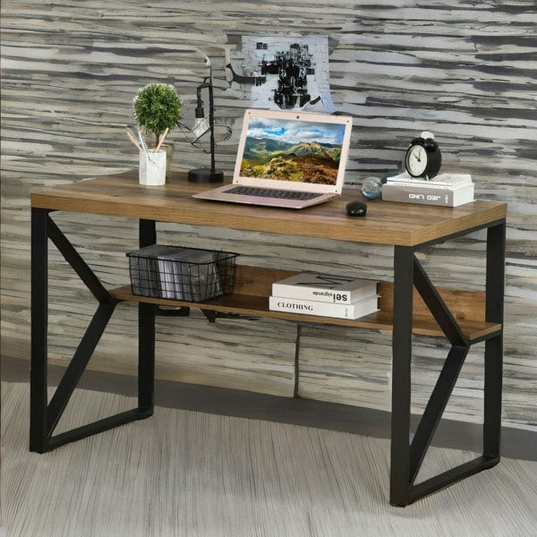 Rafaelo Mobilia Industrial 120CM Wide Computer Desk With Metal Frame