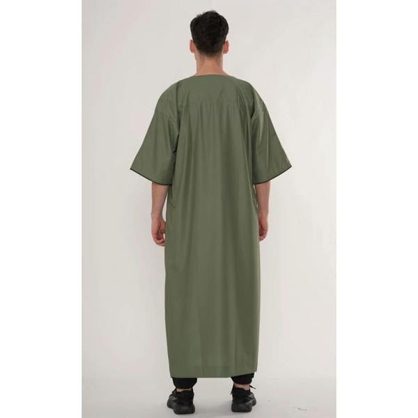TT-006 - Men's Emirati Omani Half Sleeve Thobe - Olive - Thobez - 7