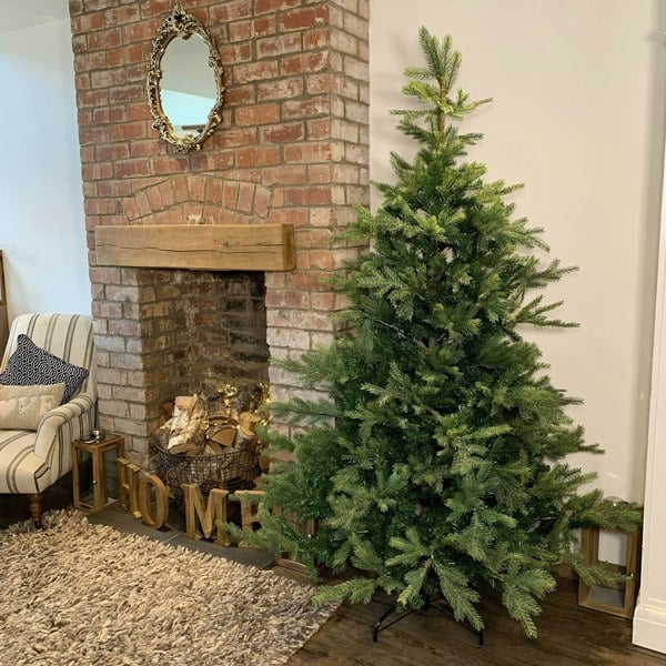 Samuel Alexander Everlands 210cm (7ft) Green Grandis Fir Real Look Christmas Tree 2326 Tips
