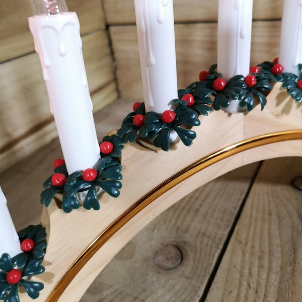 Samuel Alexander Premier Wooden Christmas Candle Bridge Arch with 7 Flickering Candle Bulbs Mains Operated