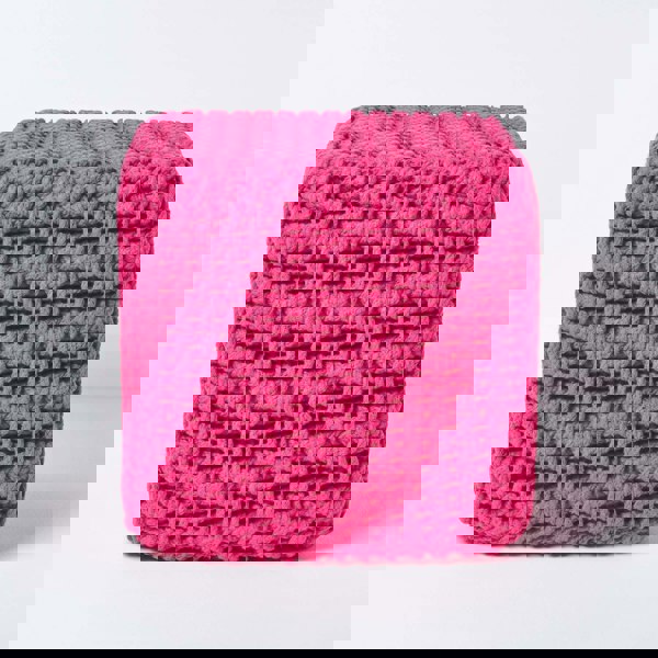 HOMESCAPES Cube Cotton Knitted Pouffe Footstool Bean Filled Hand Knitted